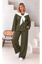 Women's Plus Size Crew Neck Scarf Detailed Oversize Loose Cut Lycra Modal Fabric Tracksuit Set 29502