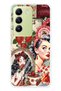 Vivo V30 Lite Compatible Retro Women's Collage Patterned Transparent Phone Case