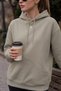 Women's Winter Thick Fleece Lined Puff Fabric Hooded Regular Sweatshirt with Side Pockets - 3
