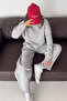 Women's Crew Neck Sweatshirt Baggy Wide Leg Sweatpants Two-Piece Set - 2