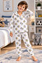 Boys' Pajama Set Animal Patterned Long Sleeve Shirt Collar 2-Piece Pajama Set