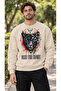 Men's Geometric Panther and Black Red Graphic Printed Crew Neck Casual Regular Fit Sweatshirt