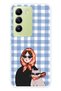 Vivo V30 Lite Compatible Women's and Cat Patterned Transparent Phone Case with Shawl