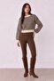 Striped Turtleneck Knitwear Ecru/Brown - 4