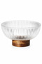 Glass Bowl with Acacia Stand 21X10 cm – Fruit, Snack, Dessert, and Presentation Bowl