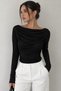 Women's Degaje Collar Draped Long Sleeve Stylish Blouse - 2