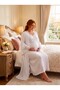 New Season Ecru Luxury Boxed Lace Embroidered Special Design Long Sleeve Maternity Nightgown Set with Breastfeeding Feature - 6
