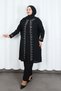 Large Size Mother's Set with Stones on the Sleeves Black Hnt2101 - 6