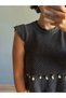 Women's Black Openwork Knitwear Blouse Sleeveless Knitted Top with Bead Detail - 2