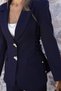 Navy Blue Side Tie Detail Blazer Suit - 5
