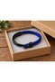 Dorvano Royalblue Navy Blue Leather Men's Bracelet - Black Open Clasp - 3