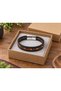 Dravello Emberstitch Black Leather Men's Bracelet - Orange Cross Weave Stripe - 3