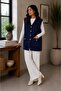 Front Buttoned Double Pocket V-Neck Women's Knitted Vest