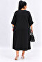 Plus Size Floral Patterned Printed Long Women's Dress with Drawstring Detail on the Sleeves - 7