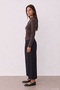 Women's Blouse with High Collar Detail Blz02639 Brown - 2
