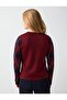 Burgundy Baklava Patterned Crew Neck Knit Sweater - 6