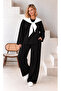Women's Plus Size Crew Neck Scarf Detailed Oversize Loose Cut Lycra Modal Fabric Tracksuit Set 29502 - 2