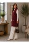 Şardonlu Yumoş Knitwear Vest – Women's Knitted Vest with V-Neck and Double Pockets on the Front with Buttons - 4