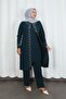 Large Size Mother's Set with Stones on the Sleeves Emerald Hnt2101 - 2
