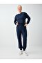 Navy Blue High Waist Skinny Leg Jogger Pants with Pockets - 3