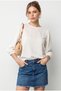 Women's White Textured Crew Neck Balloon Sleeve Blouse 60382629 - 5