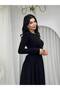 Modal Fabric Long Sleeve Waist Fitted Flared Midi Women's Dress - 2