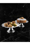 Stainless Steel Wavy Round 2 Piece Silver Stand for Cakes and Pastries Presentation Serving Stand - 3
