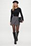 Women's Vex Shorts Lined Asymmetrical Button Detailed Anthracite Skirt - 5