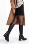 Women's Round Toe Metal Accessory Detailed Thick Heeled Boots Virena Black - 6