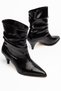 Slouchy Patent Leather Special Design Heeled Black Women's Boots
