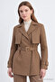 Covered Collar, Buckle, Belted, Checkered Camel Suit 2062 - 2