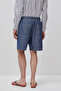 Men's Light Blue Cotton Linen Blend Regular Waist Denim Bermuda Shorts - 2