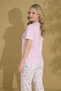 Silky Textured Short Sleeve V-Neck Pajama Set - 2