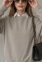 Women's Winter Thick Fleece Lined Puff Fabric Crew Neck Regular Sweatshirt - 2