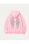 Sequin Detailed Back Butterfly Embroidered Hoodie Sweatshirt