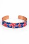 Navy Blue Red Hibiscus Flower 100% Copper Thin Bracelet - 5
