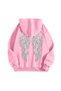 Sequin Detailed Back Butterfly Embroidered Hoodie Sweatshirt - 3