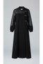 Women's Long Trench Coat with Belt Detail, Stand Collar, Diamond Patterned Sleeves, Stylish Trench Coat - 2