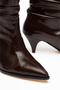 Slouchy Patent Leather Special Design Heeled Bitter Brown Women's Boots - 4