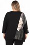 Plus Size Floral Print Stone Stripe Detailed Crew Neck Long Sleeve Women's Blouse - 2