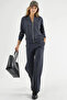 Modal Textured Zippered Sweatshirt & Ribbed Pants Set - 7