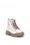 26Blg310-3 Women's Genuine Leather Zippered Flat Boots Beige - 2