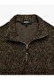 Patterned Long Sleeve Zippered Collar Sweatshirt - 3