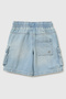 Boy's Light Blue Denim Bermuda Shorts with Back Pocket and Logo Embroidery Detail and Side Pockets - 2