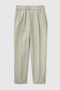Women's Aqua Green 100% Linen Elastic Waist Trousers