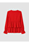 Ozmarka New Season Red V-Neck Ruffled Layered Blouse - 2