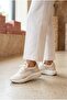 Women's High-Sole Walking Shoes with Stone Detail - 4
