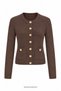 Pocketed Sparkle Buttoned Knitwear Brown