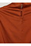 Özmarka New Season Brown Stand Collar Gathered Blouse - 4