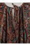 Vizyon New Season Brown Tie-Neck Patterned Tassel Blouse - 3